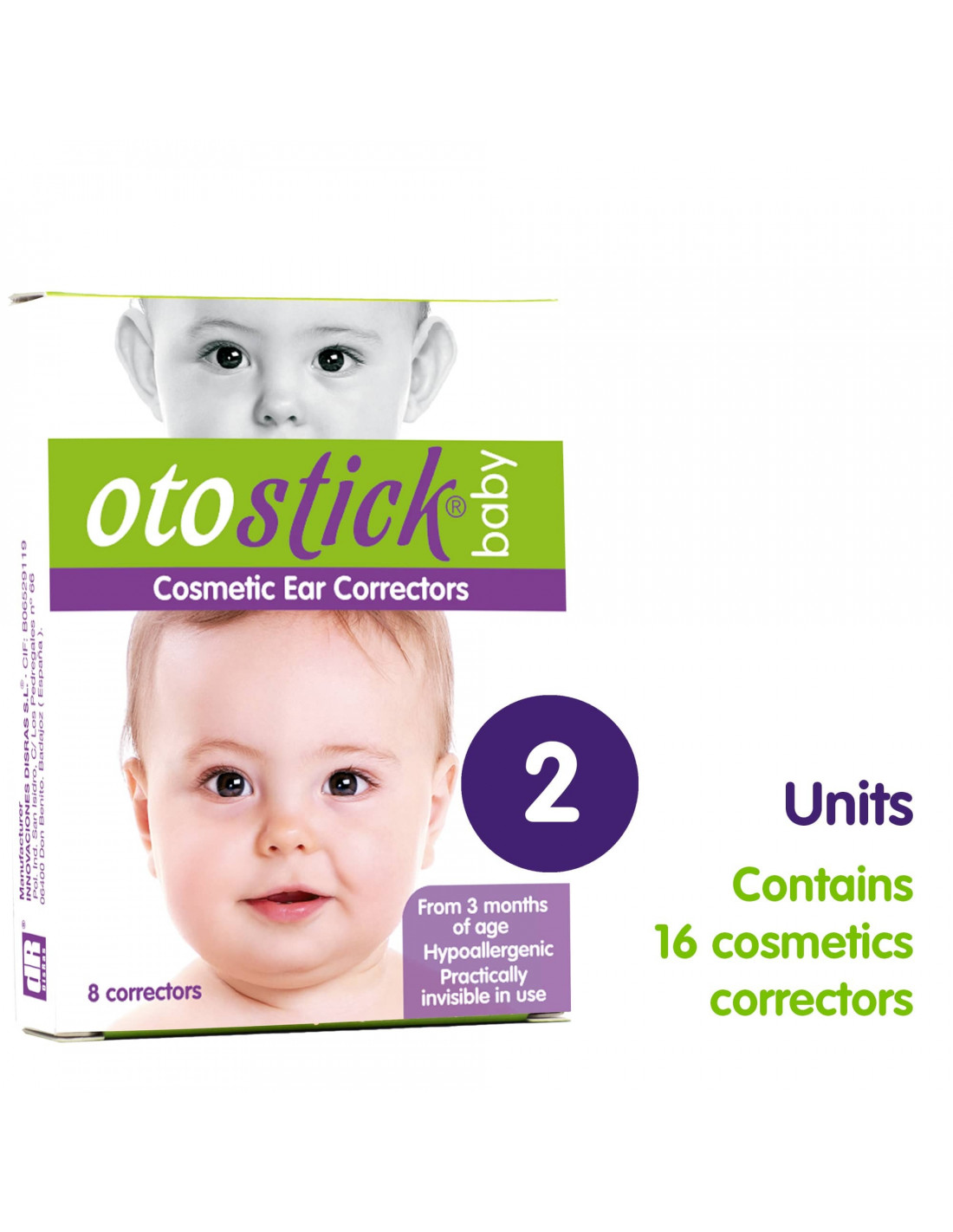 Otostick Baby - 2 Pack 8 Count Protruding Ear Corrector for Babies with  Baby Cap - Orthopedic Baby Items for Correction of Large Ears from 3 Months